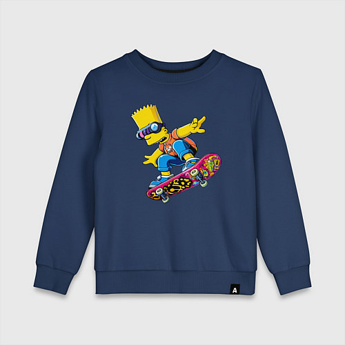 Детский свитшот Bart Simpson on a skateboard - extreme / Тёмно-синий – фото 1
