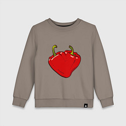 Свитшот хлопковый детский Сердце из красных перцев как символ любви к еде, цвет: утренний латте