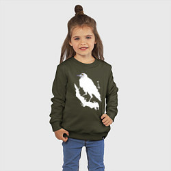 Свитшот хлопковый детский Ворон в снегу, цвет: хаки — фото 2