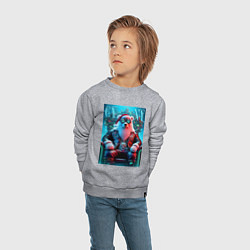 Свитшот хлопковый детский Медведь на кибер троне - нейросеть, цвет: меланж — фото 2