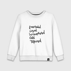 Детский свитшот Эмоциональная Верная Интроверт Странная Талантлива