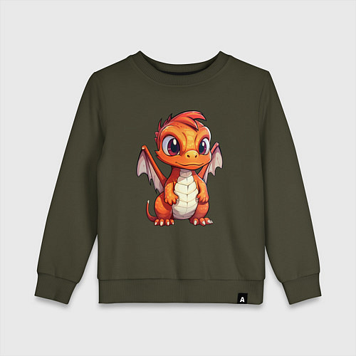 Детский свитшот Милый маленький новогодний дракон 2024 / Хаки – фото 1