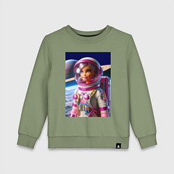 Свитшот хлопковый детский Барби - крутой космонавт, цвет: авокадо