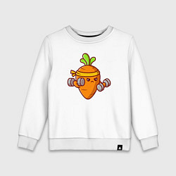 Свитшот хлопковый детский Морковь на спорте, цвет: белый