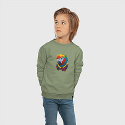 Свитшот хлопковый детский Красочный попугай в ярких перьях, цвет: авокадо — фото 2