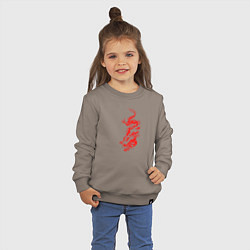 Свитшот хлопковый детский Японский красный дракон, цвет: утренний латте — фото 2
