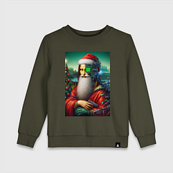 Детский свитшот Mona Lisa in Santa costume - cyberpunk