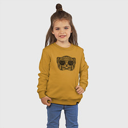 Свитшот хлопковый детский Котёнок манул в очках, цвет: горчичный — фото 2