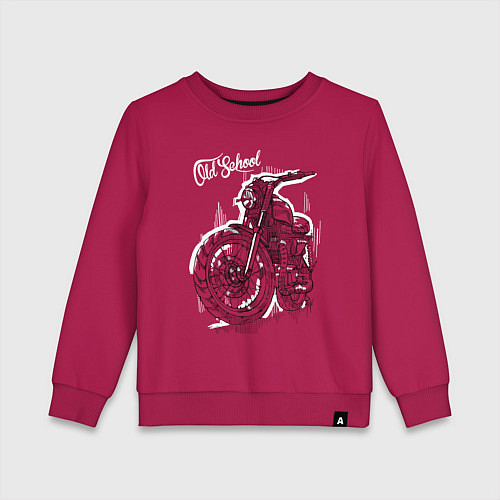 Детский свитшот Старая школа - мотоцикл / Маджента – фото 1