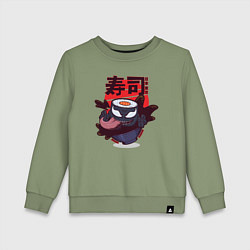 Свитшот хлопковый детский Суши - монстр, цвет: авокадо
