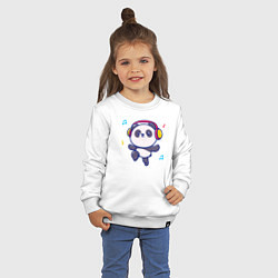Свитшот хлопковый детский Music panda, цвет: белый — фото 2
