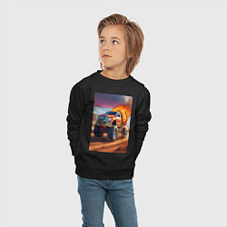 Свитшот хлопковый детский Горящая машина, цвет: черный — фото 2
