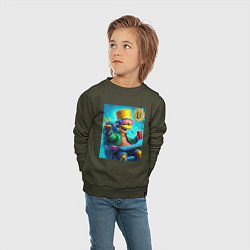 Свитшот хлопковый детский Барт Симпсон владелец биткоина, цвет: хаки — фото 2