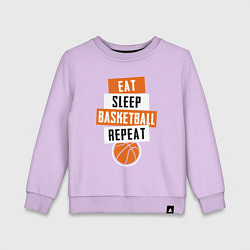 Свитшот хлопковый детский Eat sleep basketball, цвет: лаванда