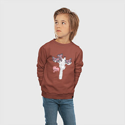Свитшот хлопковый детский Бабочки и жираф, цвет: кирпичный — фото 2