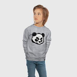 Свитшот хлопковый детский Недовольная морда панды, цвет: меланж — фото 2