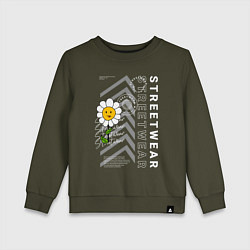 Свитшот хлопковый детский Ромашка streetwear, цвет: хаки
