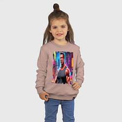 Свитшот хлопковый детский Арнольд Шварценеггер в городе, цвет: пыльно-розовый — фото 2