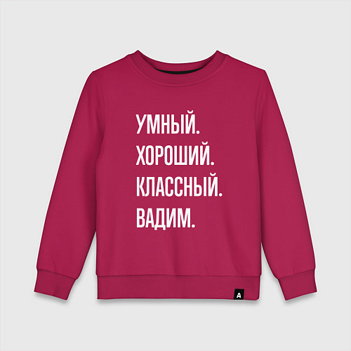 Детский свитшот Умный хороший классный Вадим / Маджента – фото 1