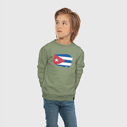 Свитшот хлопковый детский Флаг Кубы, цвет: авокадо — фото 2