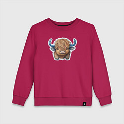 Свитшот хлопковый детский Шотландский волосатый бык, цвет: маджента
