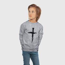 Свитшот хлопковый детский Крест волнистый графика, цвет: меланж — фото 2