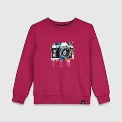 Свитшот хлопковый детский Фотоаппарат акварель, цвет: маджента