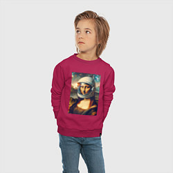 Свитшот хлопковый детский Mona Lisa astronaut - neural network, цвет: маджента — фото 2