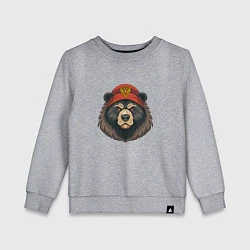 Свитшот хлопковый детский Русский медведь в шапке с гербом, цвет: меланж