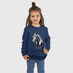 Свитшот хлопковый детский Портрет лошади, цвет: тёмно-синий — фото 2
