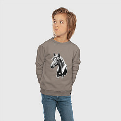 Свитшот хлопковый детский Портрет лошади, цвет: утренний латте — фото 2