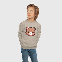 Свитшот хлопковый детский Мордочка медведя, цвет: миндальный — фото 2