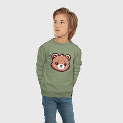 Свитшот хлопковый детский Мордочка медведя, цвет: авокадо — фото 2