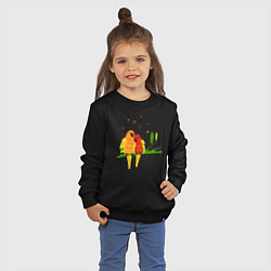 Свитшот хлопковый детский Пара влюбленных попугаев на ветке, цвет: черный — фото 2