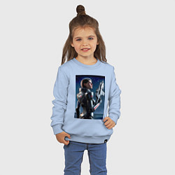 Свитшот хлопковый детский Mass effect - character ai art, цвет: мягкое небо — фото 2