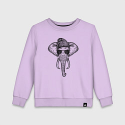 Свитшот хлопковый детский Слон хипстер, цвет: лаванда