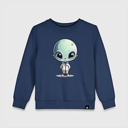 Свитшот хлопковый детский Милый инопланетянин с большими глазами, цвет: тёмно-синий