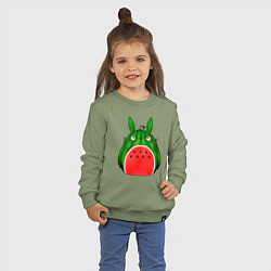 Свитшот хлопковый детский Тоторо арбузик, цвет: авокадо — фото 2