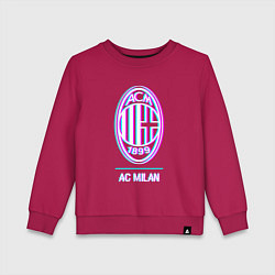 Свитшот хлопковый детский AC Milan FC в стиле glitch, цвет: маджента