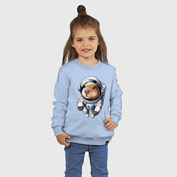 Свитшот хлопковый детский Прикольный капибарыш космонавт - нейросеть, цвет: мягкое небо — фото 2