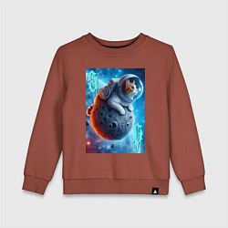 Свитшот хлопковый детский Space cat - ai art, цвет: кирпичный