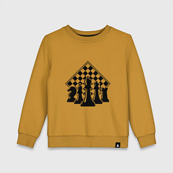 Свитшот хлопковый детский The chessboard, цвет: горчичный