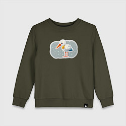 Детский свитшот Птенец черно белого аиста