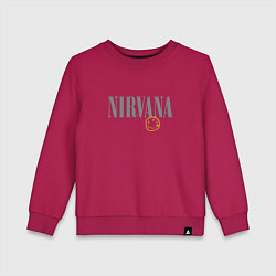 Свитшот хлопковый детский Nirvana logo smile, цвет: маджента