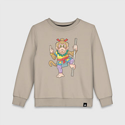 Свитшот хлопковый детский Царь обезьян, цвет: миндальный