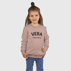 Свитшот хлопковый детский Vera never alone - motto, цвет: пыльно-розовый — фото 2