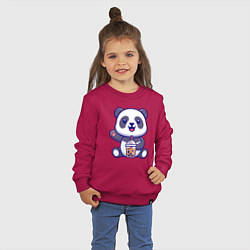 Свитшот хлопковый детский Панда привет, цвет: маджента — фото 2