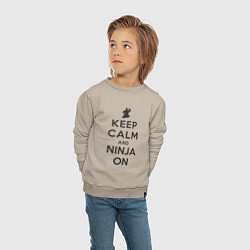 Свитшот хлопковый детский Keep calm and ninja on, цвет: миндальный — фото 2