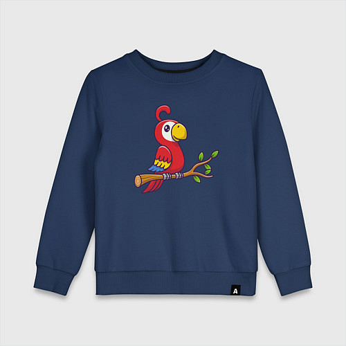 Детский свитшот Красный попугайчик / Тёмно-синий – фото 1