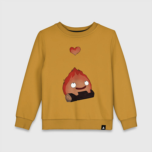 Детский свитшот Кальцифер сердце / Горчичный – фото 1